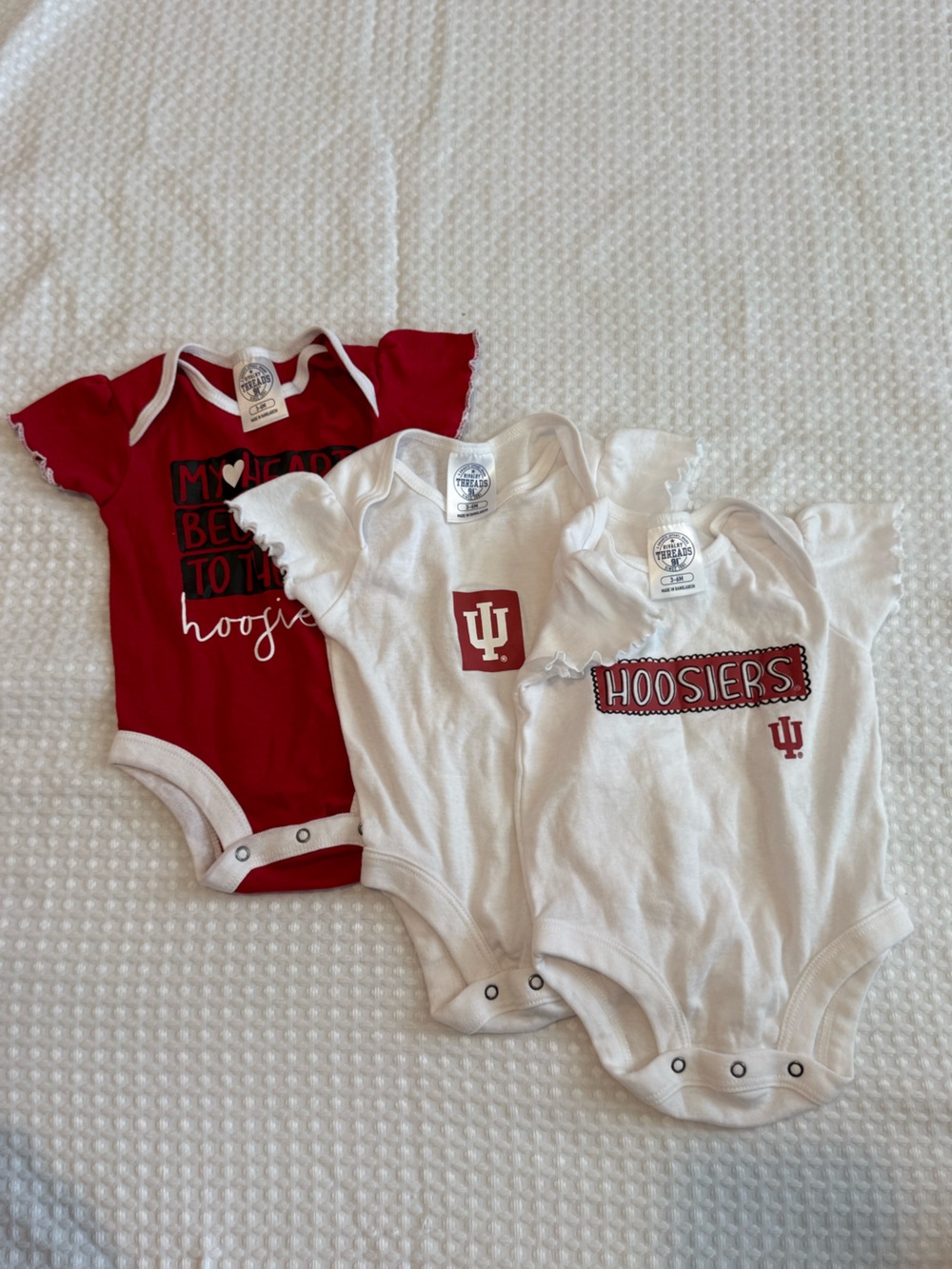 NWOT Indiana University Hoosiers Baby One-Piece Bodysuit Set - Red & White